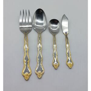 Lot Cold Meat Fork Butter Knife Serving Spoon Rose Cascade Towle Supreme 18/8